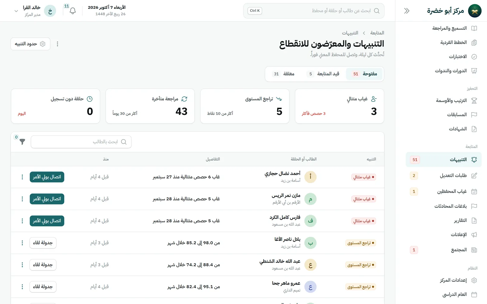 التنبيهات